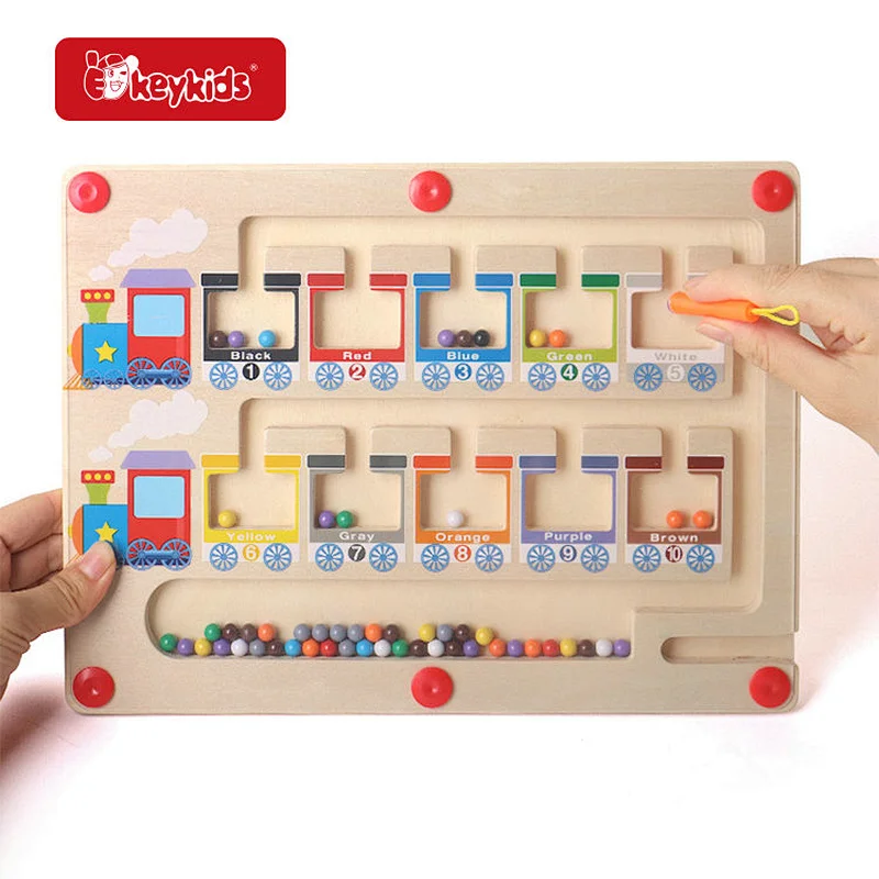 Train Style Montessori Fine Motor Skills Toys Wooden Color Matching Board for Kids W11H121