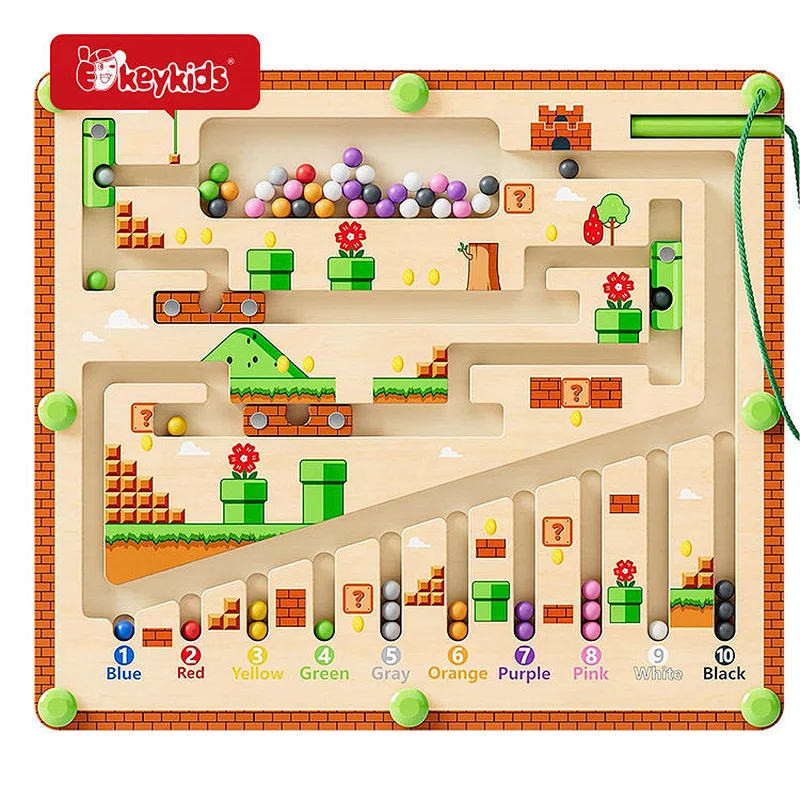Train Style Montessori Fine Motor Skills Toys Wooden Color Matching Board for Kids W11H121